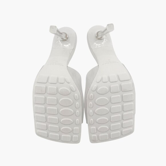 Bottega Veneta Stretch Mule Sandals Size 39 US 9 White Glass Clear Rubber Heels - Picture 4 of 15